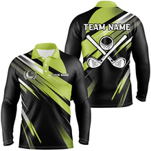 Load image into Gallery viewer, Green and Black Mens golf polo shirts custom golf ball clubs golf attire for men, golfing gifts NQS7531