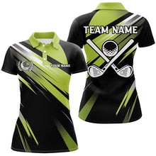 Load image into Gallery viewer, Green and Black Womens golf polo shirts custom golf ball clubs golf attire for women, golfing gifts NQS7531