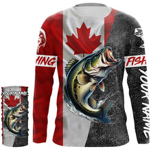 Load image into Gallery viewer, Canadian Flag Largemouth Bass Fishing Custom long sleeve performance Fishing Shirts, Bass jerseys NQS5038