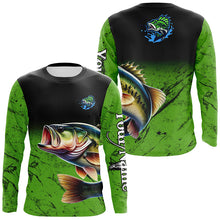 Load image into Gallery viewer, Largemouth Bass Fishing Custom green black long sleeve performance Fishing Shirt, Bass fishing jerseys NQS5041
