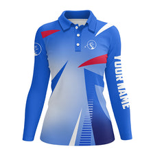 Load image into Gallery viewer, Personalized womens golf polos shirt custom name sport ladies golf tops, golfing gifts | Blue NQS5559