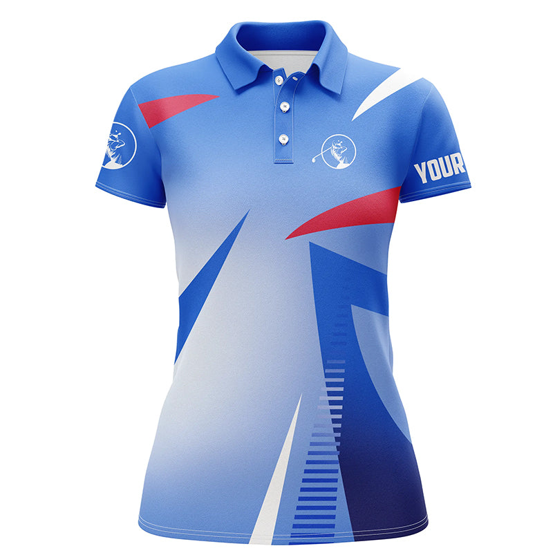 Personalized womens golf polos shirt custom name sport ladies golf tops, golfing gifts | Blue NQS5559