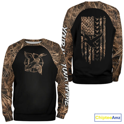 Duck hunting Waterfowl Camo American flag Custom 3D All Over Printed Shirts Personalized Hunting gift NQS2419