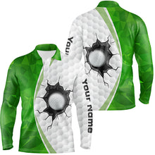 Load image into Gallery viewer, Green white golf ball pattern Mens golf polo shirts custom golf outfits men, green golf tops NQS7360
