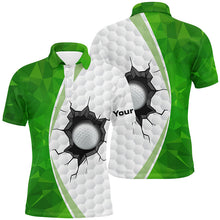 Load image into Gallery viewer, Green white golf ball pattern Mens golf polo shirts custom golf outfits men, green golf tops NQS7360