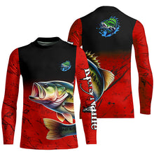 Load image into Gallery viewer, Largemouth Bass Fishing Custom red black long sleeve performance Fishing Shirt, Bass fishing jerseys NQS5071
