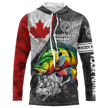 Load image into Gallery viewer, Canadian Flag peacock bass Fishing Custom long sleeve performance Fishing Shirts, bass Fishing jerseys NQS3842