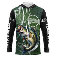 Load image into Gallery viewer, Largemouth Bass Fishing Custom Long sleeve Fishing Shirts, Bass green lightning reaper Fishing jerseys NQS4015