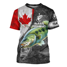 Load image into Gallery viewer, Canadian Flag Largemouth Bass Fishing Custom long sleeve performance Fishing Shirt, Fishing jerseys NQS3868