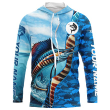 Load image into Gallery viewer, Sailfish saltwater fishing Custom sea blue camo UV Protection Fishing shirts, sailfish fishing Jerseys NQS5630