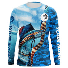 Load image into Gallery viewer, Sailfish saltwater fishing Custom sea blue camo UV Protection Fishing shirts, sailfish fishing Jerseys NQS5630