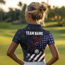 Load image into Gallery viewer, Retro American Flag Eagle Golf Polo Shirt for Women Custom Patriotic Golf Team Jersey best golf gifts NQS9633
