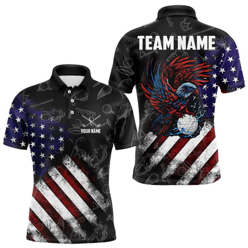 Retro American Flag Eagle Golf Polo Shirt for Men Custom Patriotic Golf Team Jersey best golf gifts NQS9633