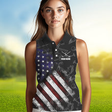 Load image into Gallery viewer, Retro American Flag Eagle Golf Women Sleeveless Polos Custom Patriotic Golf Team Jersey best golf gift NQS9633