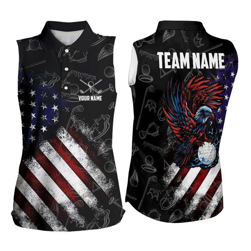 Retro American Flag Eagle Golf Women Sleeveless Polos Custom Patriotic Golf Team Jersey best golf gift NQS9633
