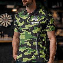 Load image into Gallery viewer, Deer Skull Darts Board Green Camo Darts Polo, Quarter zip Shirts For Men Custom Team Darts Jersey NQS9636