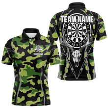 Load image into Gallery viewer, Deer Skull Darts Board Green Camo Darts Polo, Quarter zip Shirts For Men Custom Team Darts Jersey NQS9636