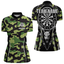Load image into Gallery viewer, Deer Skull Darts Board Green Camo Darts Polo, Quarter zip Shirts For Women Custom Team Darts Jersey NQS9636