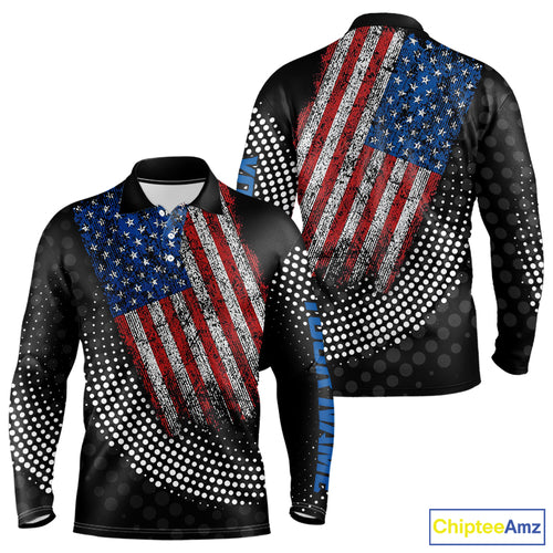 Personalized golf polo shirts for Men Vintage American Flag Custom patriotic golf tops for mens NQS9835