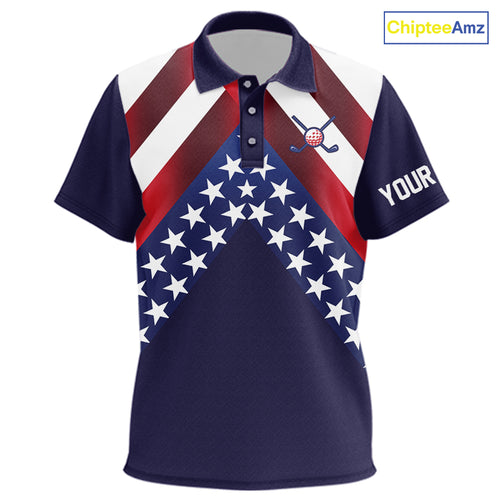 Red, White and Blue American Flag golf polo shirts for Kid Custom Patriotic Kid golf outfit NQS10227
