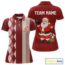 Load image into Gallery viewer, Retro Red argyle pattern Christmas Santa Bowling shirts For Women custom bowling team jerseys Outfits NQS10994