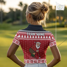 Load image into Gallery viewer, Funny Santa Golf Polo shirts For women Red ugly Christmas pattern Custom ladies Christmas golf shirts NQS11000
