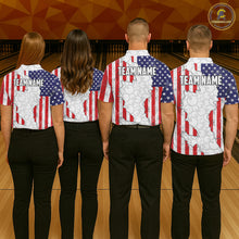 Load image into Gallery viewer, Personalized Red, White and Blue American Flag Bowling Team Shirts For Women, Patriotic Bowling Gifts NQS11197