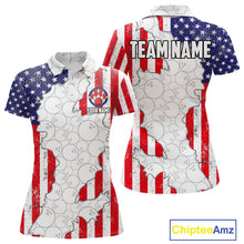 Load image into Gallery viewer, Personalized Red, White and Blue American Flag Bowling Team Shirts For Women, Patriotic Bowling Gifts NQS11197