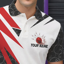 Load image into Gallery viewer, Black and White Bowling Polo, Quarter Zip Shirt for Men Custom Lightning Team bowling jerseys | Red NQS9324