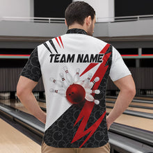 Load image into Gallery viewer, Black and White Bowling Polo, Quarter Zip Shirt for Men Custom Lightning Team bowling jerseys | Red NQS9324