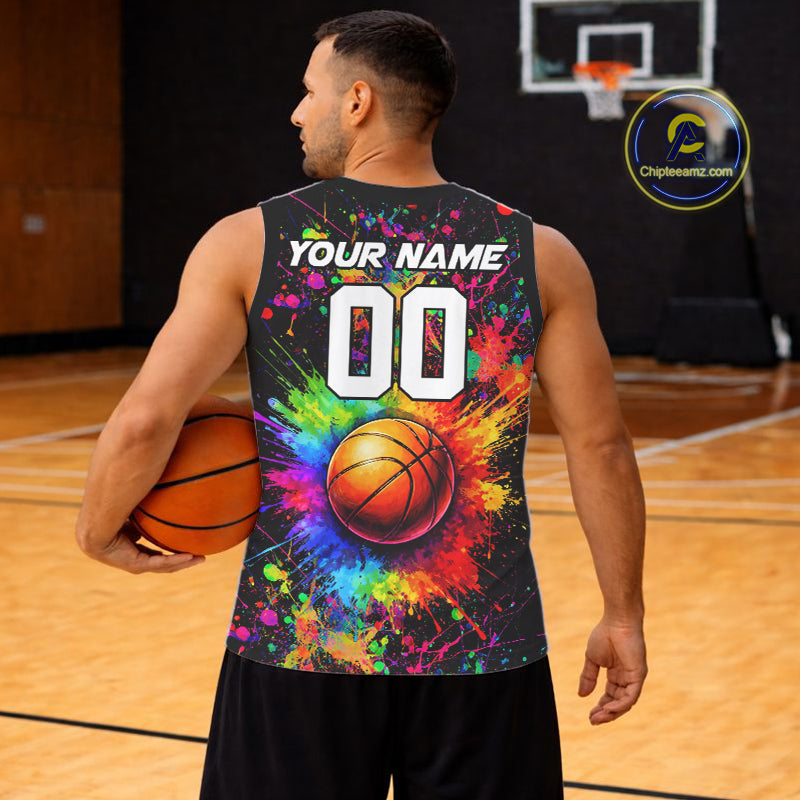 Colorful watercolor Basketball Shirts Custom Basketball jerseys for team, Basketball league shirts NQS11398