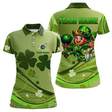 Load image into Gallery viewer, Green shamrock Lucky Women Bowling Polo, Quarter Zip Shirts Custom St Patrick Day Team bowling Shirts NQS9328