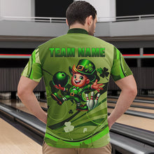Load image into Gallery viewer, Green shamrock Lucky Men Bowling Polo, Quarter Zip Shirts Custom St Patrick Day Team bowling Shirts NQS9328