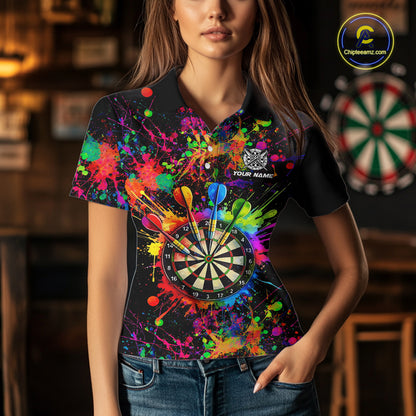 Colorful watercolor Dartboard Shirt for Women Custom Dart jerseys for team, dart league shirts NQS11397