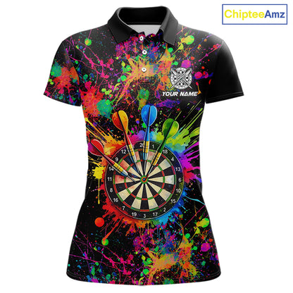 Colorful watercolor Dartboard Shirt for Women Custom Dart jerseys for team, dart league shirts NQS11397