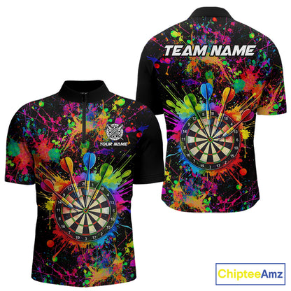 Colorful watercolor Dartboard Shirt for mens Custom Dart jerseys for team, dart league shirts NQS11397