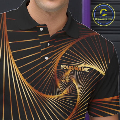 Custom Black and Gold Bowling Polo, Quarter Zip Shirts for Men, Team Bowling League Jerseys NQS11599