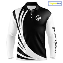 Load image into Gallery viewer, Mens polo golf shirts custom name black and white golf shirt, team golf shirts mens NQS9844