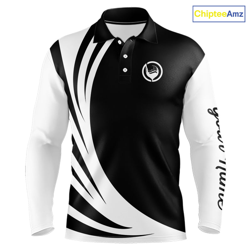 Mens polo golf shirts custom name black and white golf shirt, team golf shirts mens NQS9844