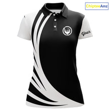 Load image into Gallery viewer, Women golf polo shirt custom name black and white golf shirt, team golf shirts ladies NQS9844