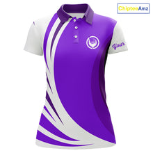 Load image into Gallery viewer, Women golf polo shirt custom name purple and white golf shirt, team golf shirts ladies NQS9845