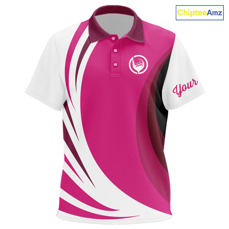 Kid golf polo shirts custom name pink and white golf shirt, team golf shirts for Kid NQS9846