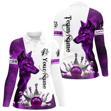Load image into Gallery viewer, Purple Galaxy Wolf Bowling Polo, Quarter Zip Shirts For Women Custom Bowling Team League Jerseys NQS8644
