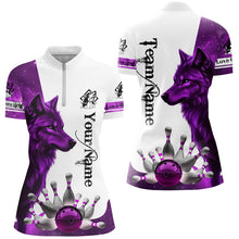 Load image into Gallery viewer, Purple Galaxy Wolf Bowling Polo, Quarter Zip Shirts For Women Custom Bowling Team League Jerseys NQS8644