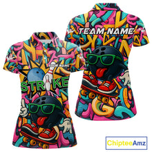 Load image into Gallery viewer, Funny colorful graffiti pattern Bowling Team Shirt For Women Custom Ladies Bowling Jersey NQS10823