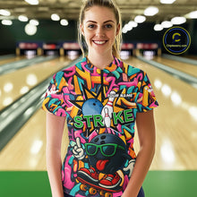 Load image into Gallery viewer, Funny colorful graffiti pattern Bowling Team Shirt For Women Custom Ladies Bowling Jersey NQS10823