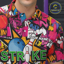 Load image into Gallery viewer, Funny pink graffiti pattern Bowling Team Polo, 1/4 Zip Shirt For Men Custom Mens Bowling Jersey NQS10824