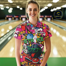 Load image into Gallery viewer, Funny pink graffiti pattern Bowling Team Shirt For Women Custom Ladies Bowling Jersey NQS10824