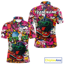Load image into Gallery viewer, Funny pink graffiti pattern Bowling Team Polo, 1/4 Zip Shirt For Men Custom Mens Bowling Jersey NQS10824
