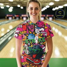 Load image into Gallery viewer, Funny pink graffiti pattern Bowling Team Shirt For Women Custom Ladies Bowling Jersey NQS10824